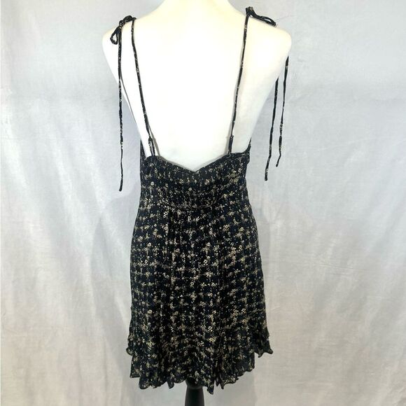 Free People Intimately black cream ditsy floral smocked sundress size medium NWT - Picture 5 of 9